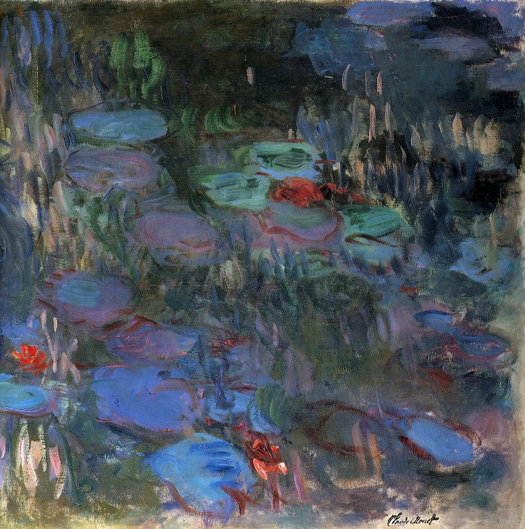 Water Lilies, Reflections of Weeping Willows - right half 1919